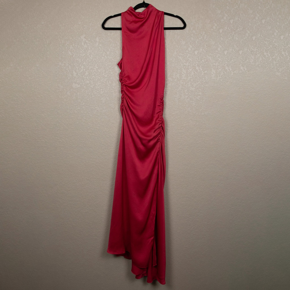 A.L.C. Inez satin sleeveless ruched pink midi dress NWT-2